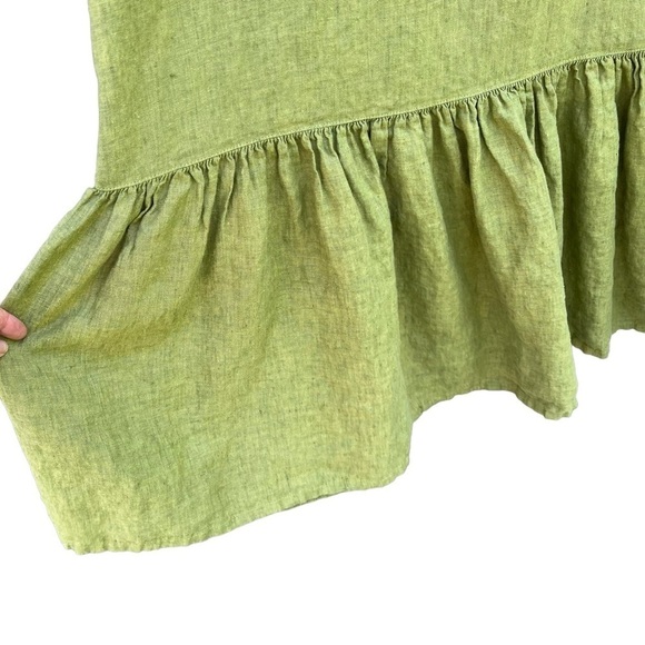 Bryn Walker Seraphina Dress 100% Linen Chartreuse Lagenlook Minimalist XS FLAW - Picture 6 of 15